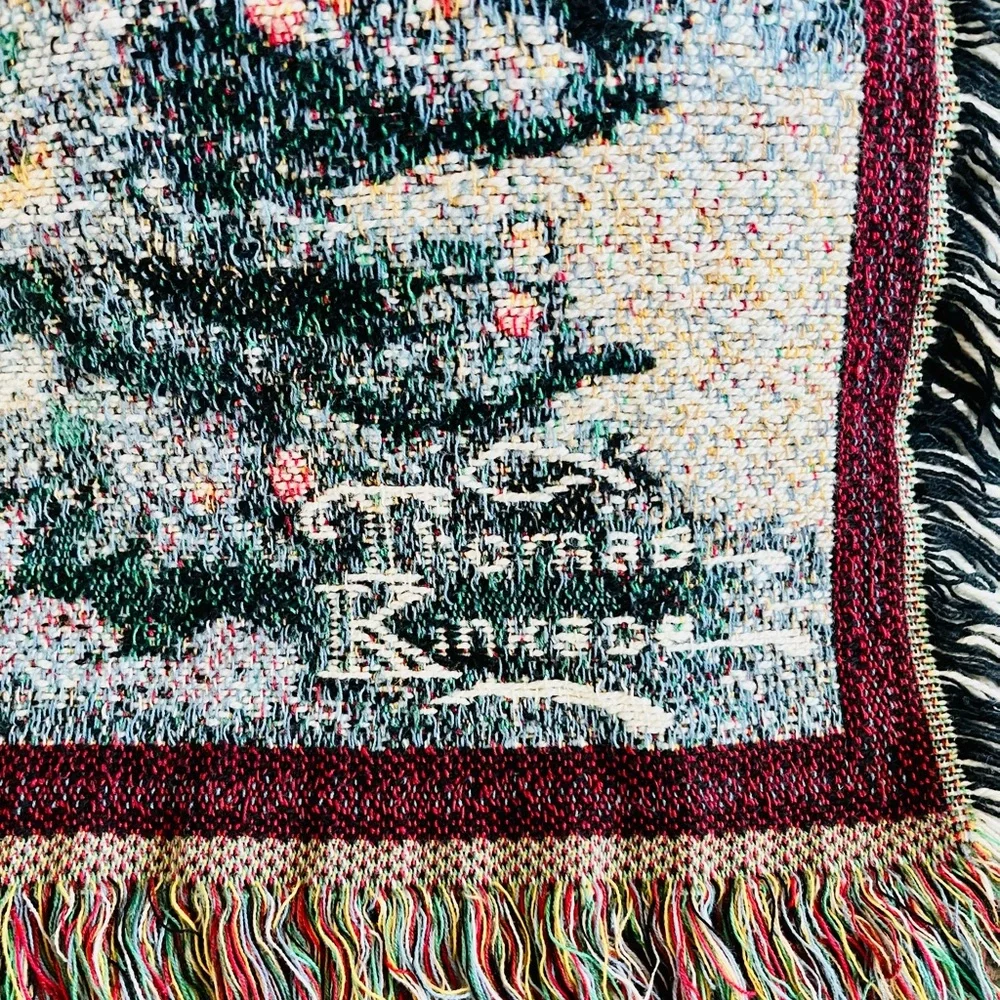 Thomas Kinkade Painter of Light Blanket with Winter Scenes, 100% Cotton
